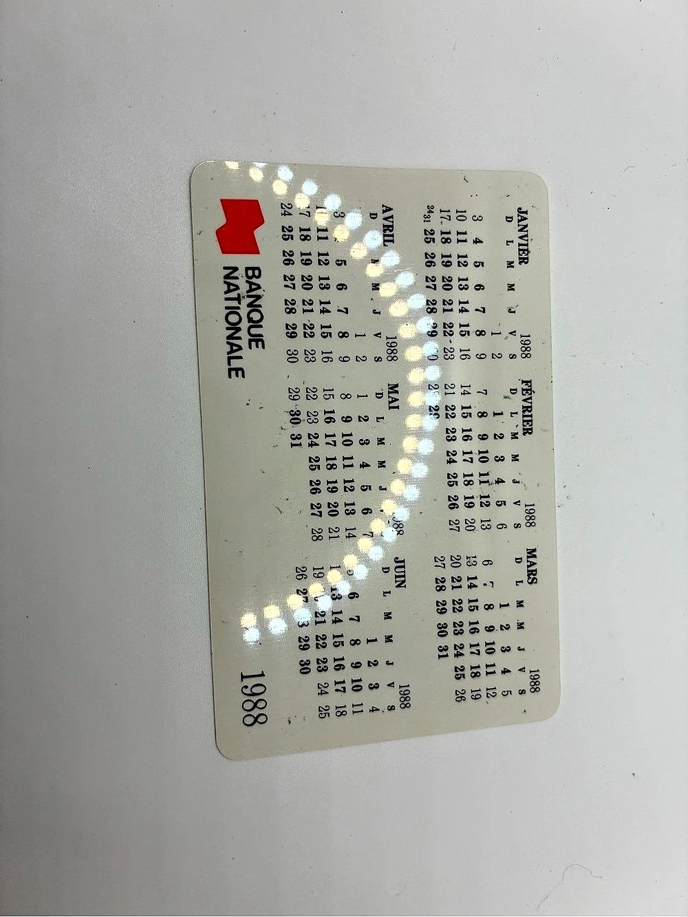 1988 Calendar Card